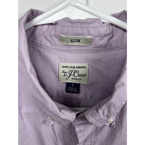 J Crew Secret Wash Button Down Shirt Large Lavendar Slim Untucked Stretch - Picture 3 of 10